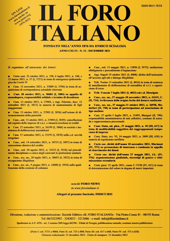 Journal Cover of Il Foro Italiano