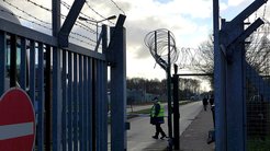 Gates to the collective accommodation in centre in Oerbke and Bad Fallingbostel, formally a camp of the British Army.